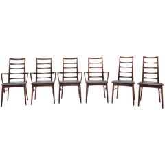 Set of Six Rosewood Niels Koefoed for Koefoeds Hornslet "Lis" Dining Chairs