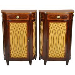 Rare Pair of Early 19th Century Diminutive English Mahogany Bow Front Cabinets