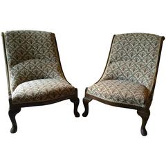 Beautiful Antique Nursing Chairs Armchairs Button Back Solid Pair
