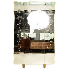Vintage Italian Full Length Mirror with Shelve and Hooks after Fontana Arte 12