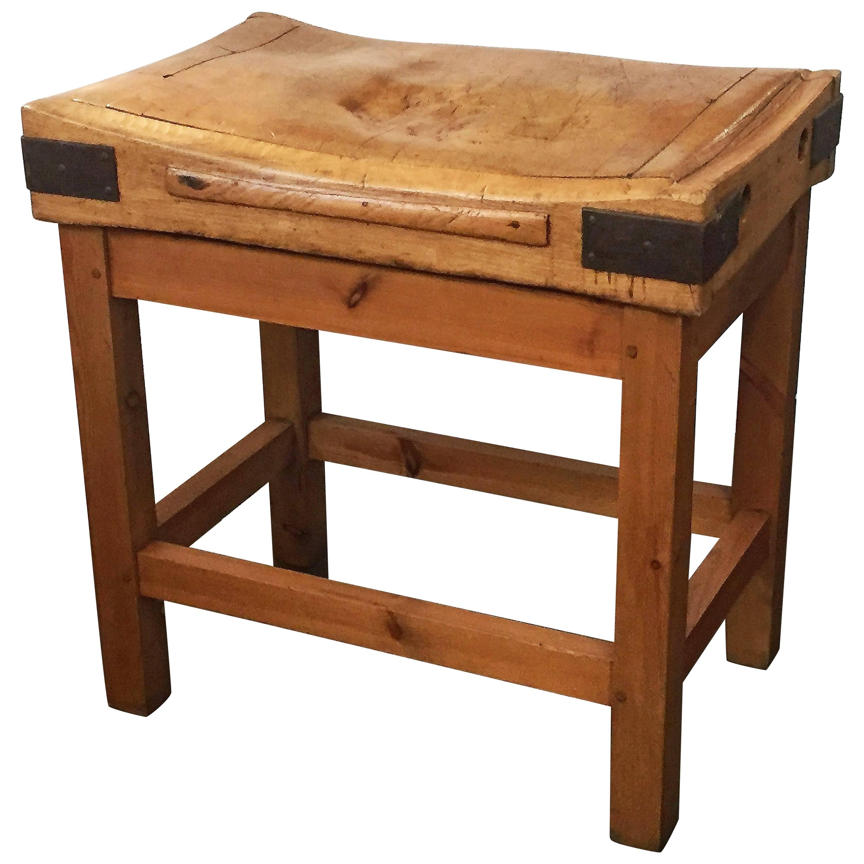 Large French Butcher
s Block on Stand