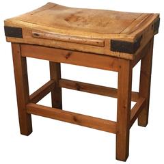 Large French Butcher's Block on Stand