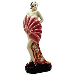 Vintage Goldscheider Vienna Rarest Posed Lady Dancing Nude Model 5876 by S.Dakon c.1930 