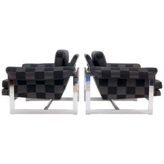 Pair of Milo Baughman for Thayer Coggin Chrome Lounge Chairs