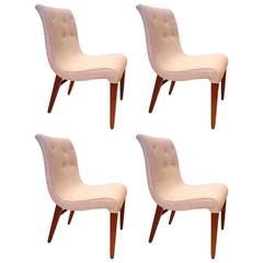 Mid-Century Modern Set of Four Dunbar Dinning Chairs Design by Edward Wormley