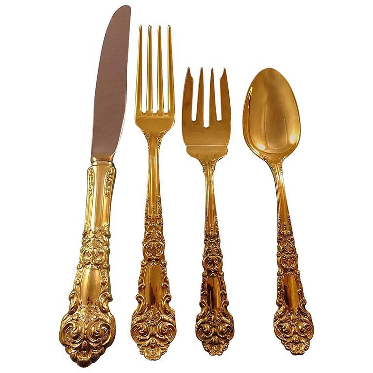 French Renaissance Gold by Reed and Barton Sterling Silver Flatware Set