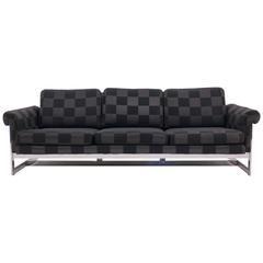 Milo Baughman for Thayer Coggin Chrome Frame Sofa, New Black/Gray Check Fabric