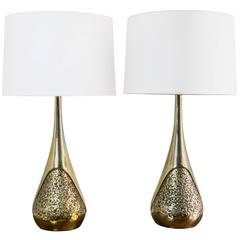 Pair of Brass Brutalist Maurizio Tempestini Lamps