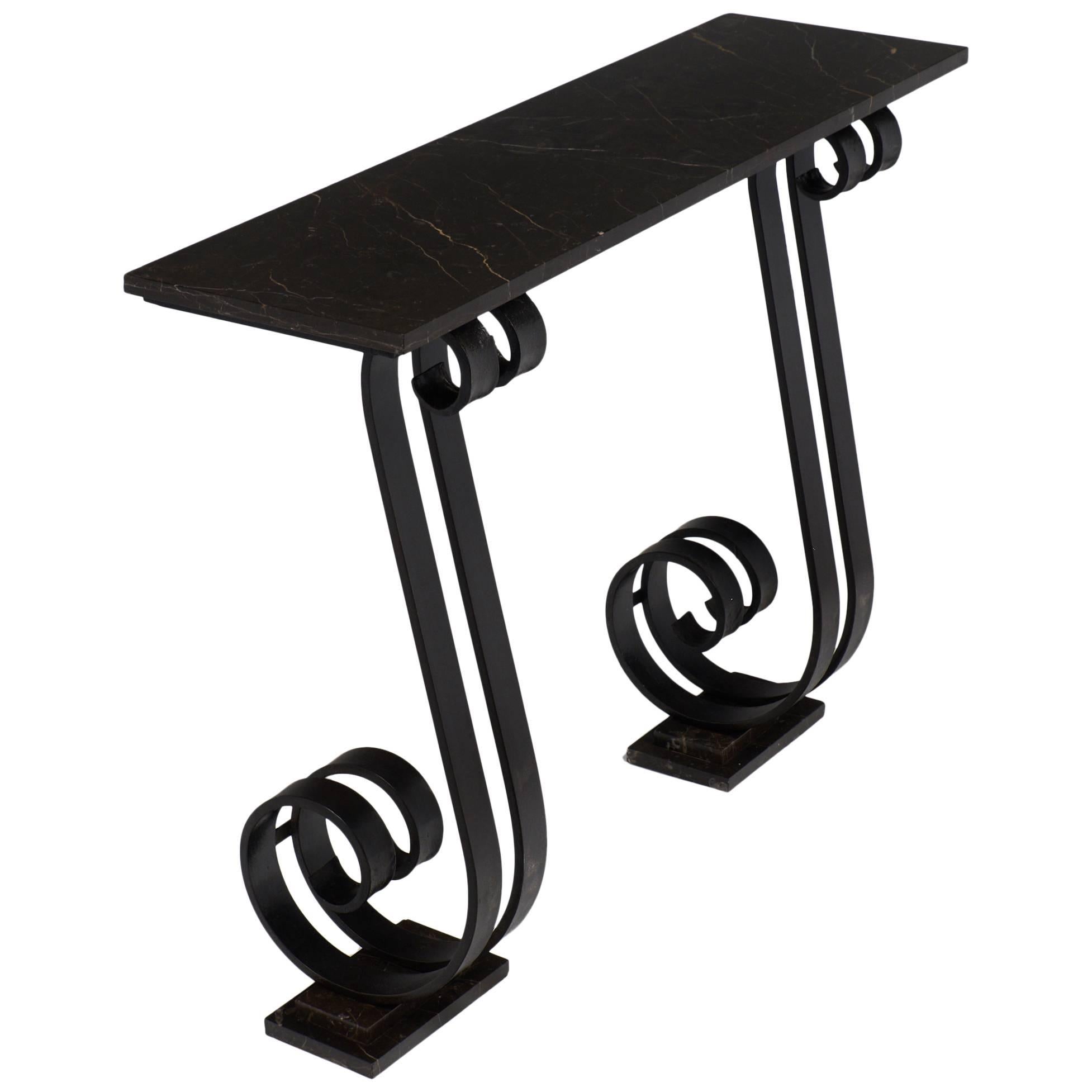 French Art Deco Forged Console Table in the Manner of Edgar Brandt