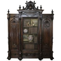 19th Century Italian Renaissance Display Armoire/Bookcase with Brass grill