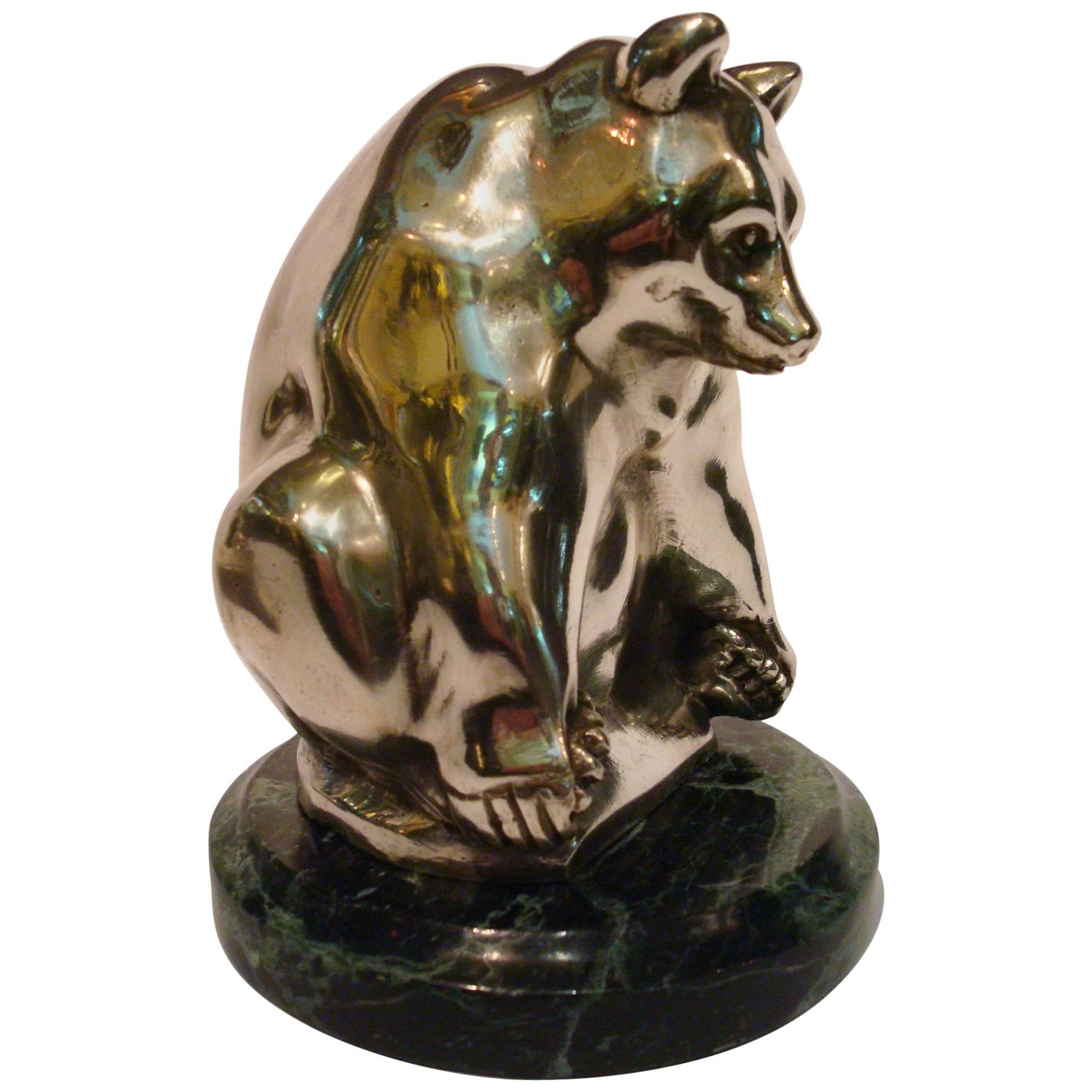 Grisby Bear Silver Plated Bronze Art Deco, France, circa 1925
