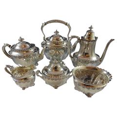 English King by Tiffany & Co, Sterling Silver Tea Set Six-Pieces, Fabulous 8