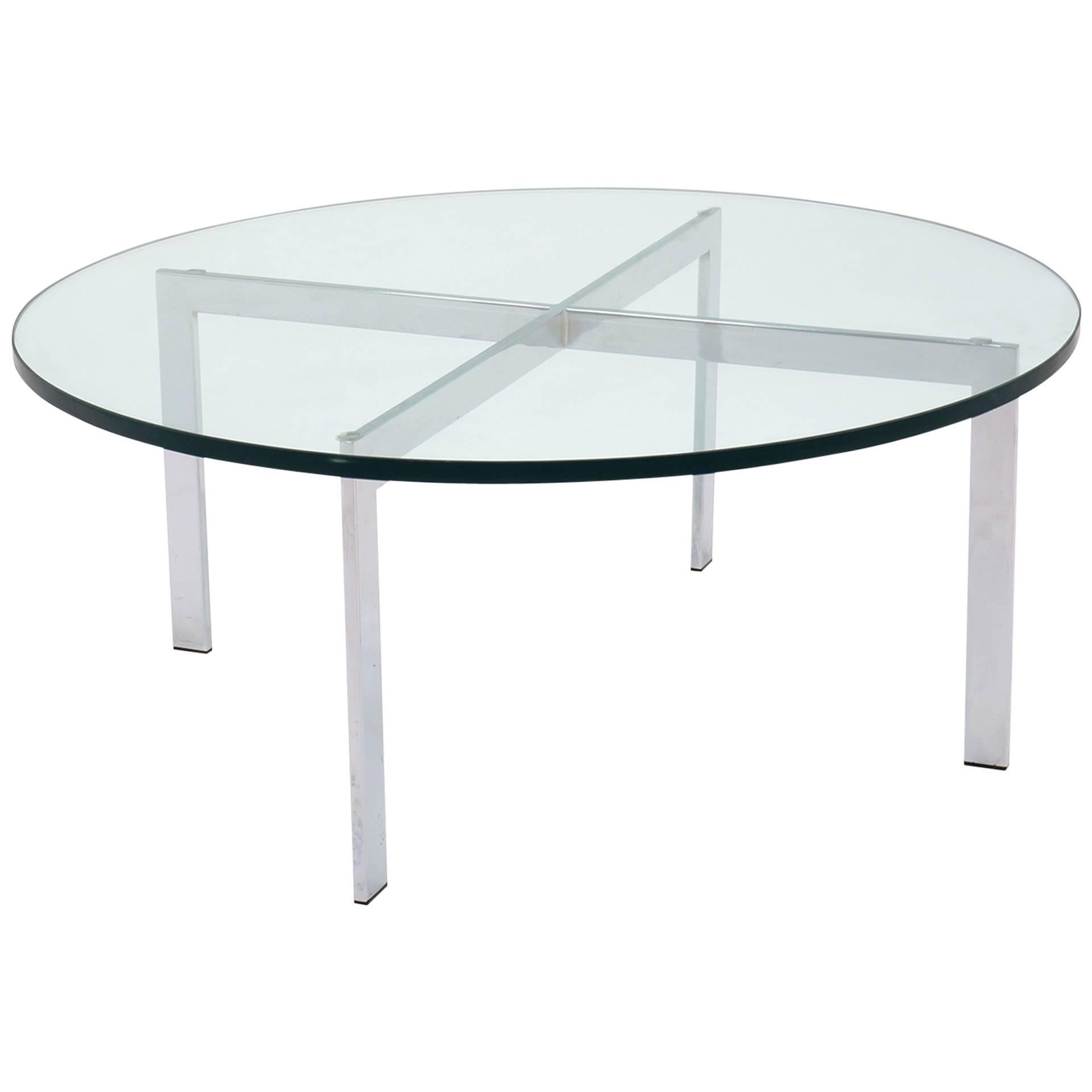 Milo Baughman for Thayer Coggin, Round Chrome and Glass Coffee Table