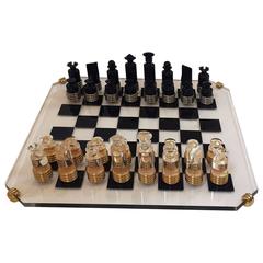 Vintage Mid-Century French Lucite Chess Set