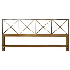 Vintage Tommi Parzinger Style King-Sized Brass Campaign Headboard