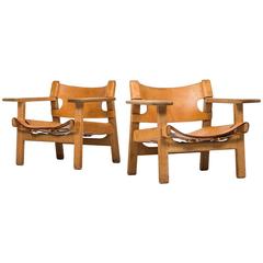 Vintage Børge Mogensen the Spanish Easy Chairs by Fredericia Stolefabrik in Denmark