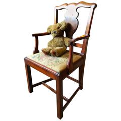 Antique Childs Armchair and Teddy Bear Mahogany, Victorian, 19th Century