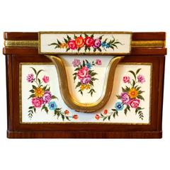 Vintage Style French Writing Slope Walnut Desk Floral