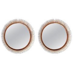 Pair of 1940s Gilded Starburst Mirrors