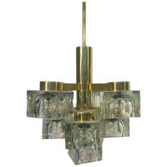 Gorgeous Gaetano Sciolari Ice Glass Chandelier for Lightolier