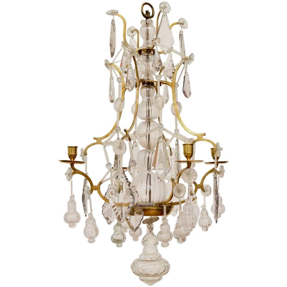 Small Swedish Rococo Chandelier Signed by Olof Westerberg, Stockholm, 1793