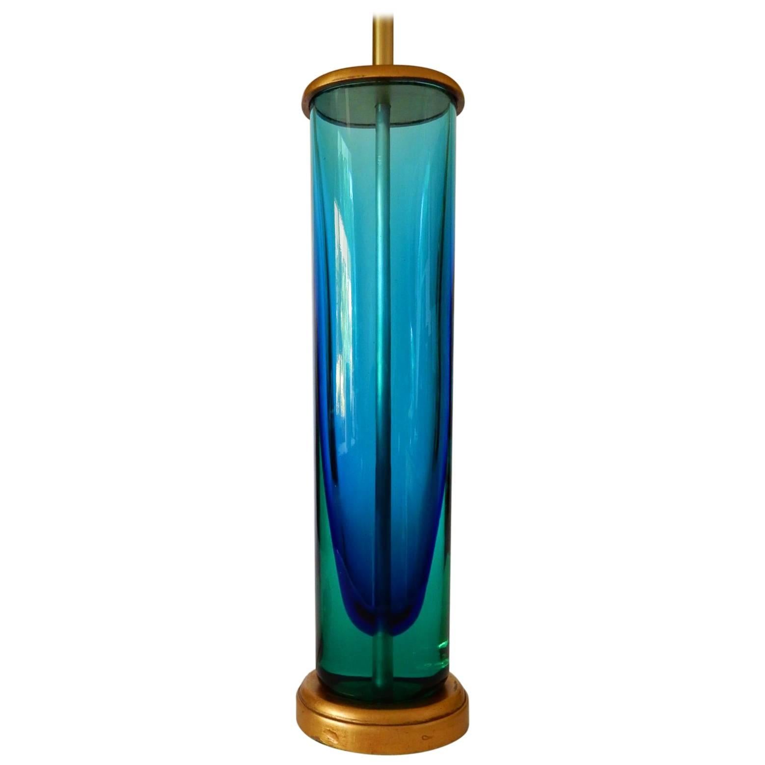 1950s Flavio Poli Sommerso Art Glass Vase Lamp Murano Seguso