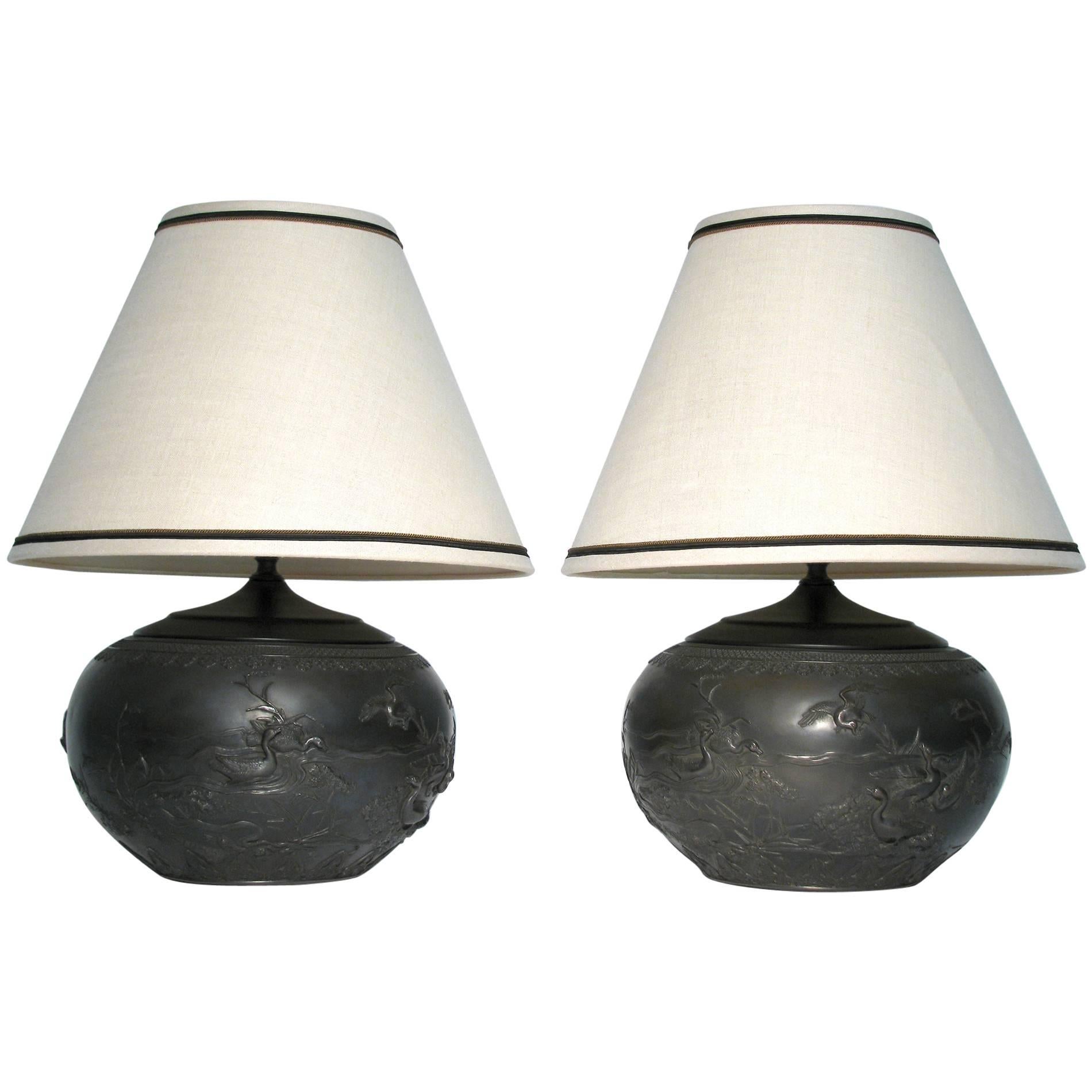 Chinoiserie Style Table Lamps, Pair