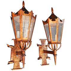 Beautiful Pair of French Outdoor/Indoor Wrought Iron Sconces