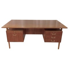 Teak and Oak Floating Top Executive Desk by Torben Strandgaard
