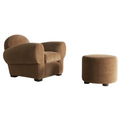 Superb Club Chair and Ottoman, Upholstered in Pure Alpaca Fabric