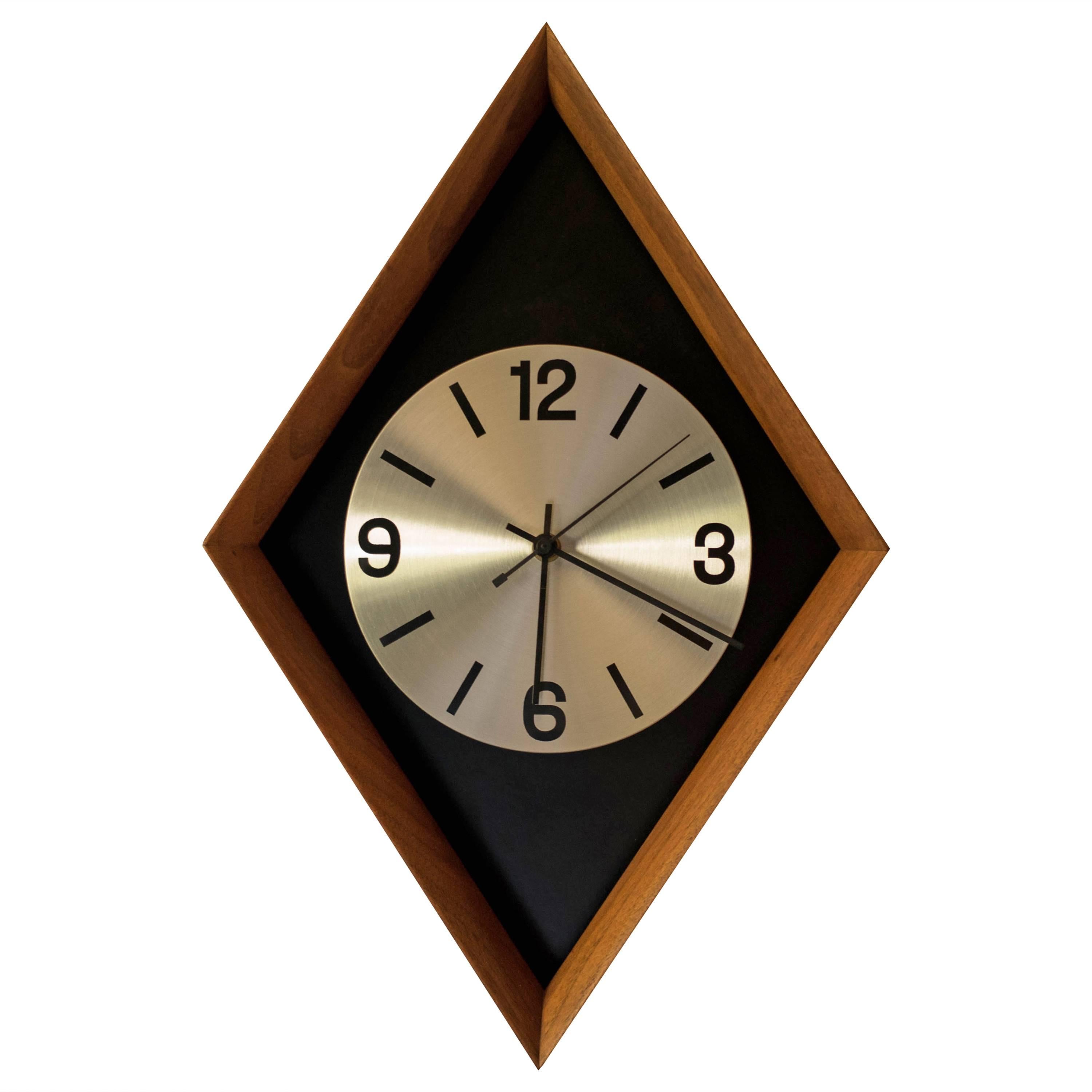 Mid-Century Modern Walnut Clock