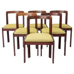 Juego de 6 sillas de comedor vintage de Lübke, diseño alemán de los años 70, madera de haya teñida
