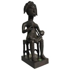 Ashanti Mother and Child Maternity Figure Carved by Osei Bonsu, Ghana 10