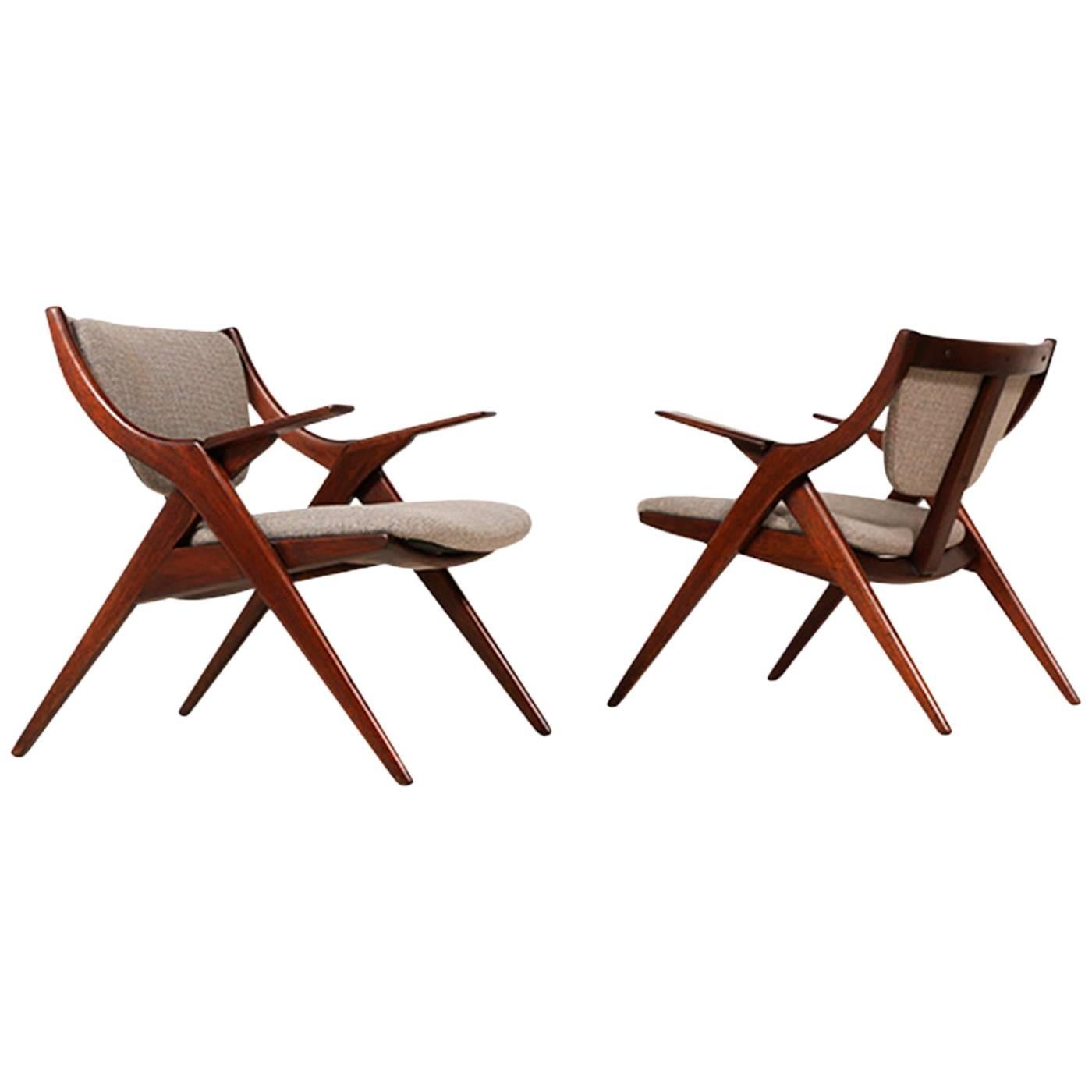 Mid-Century Modern “Scissor” Lounge Chairs
