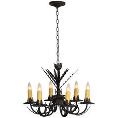 Wrought Iron Spanish Revival Chandelier, 1920s