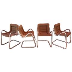 Chrome Cantilevered Dining Chairs Style of Jerry Johnson 11