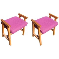 Guillerme et Chambron, Pair of Oak Stools, circa 1960-1970, Edition Votre Maison 7