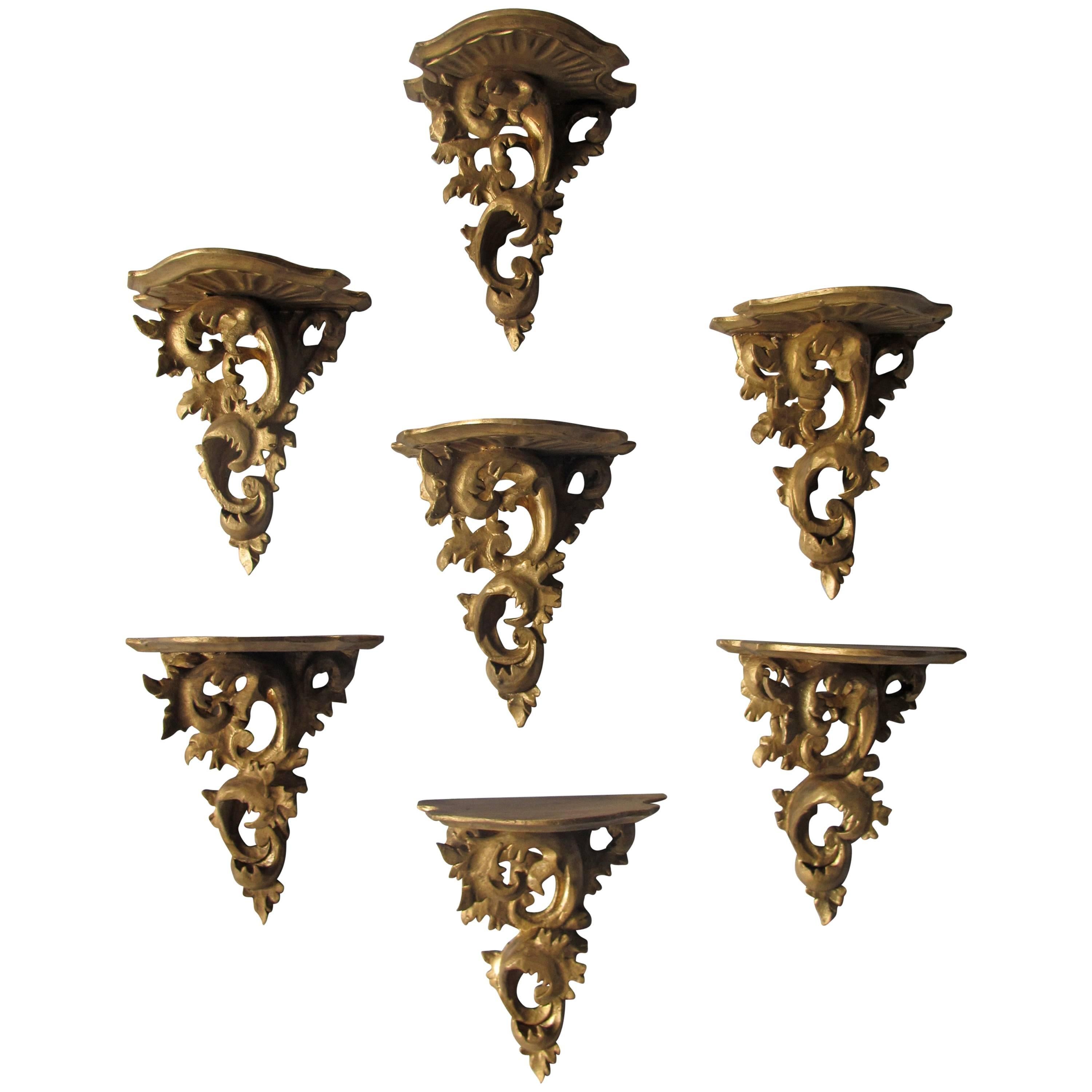 Set of Seven Finely Carved Wall Brackets