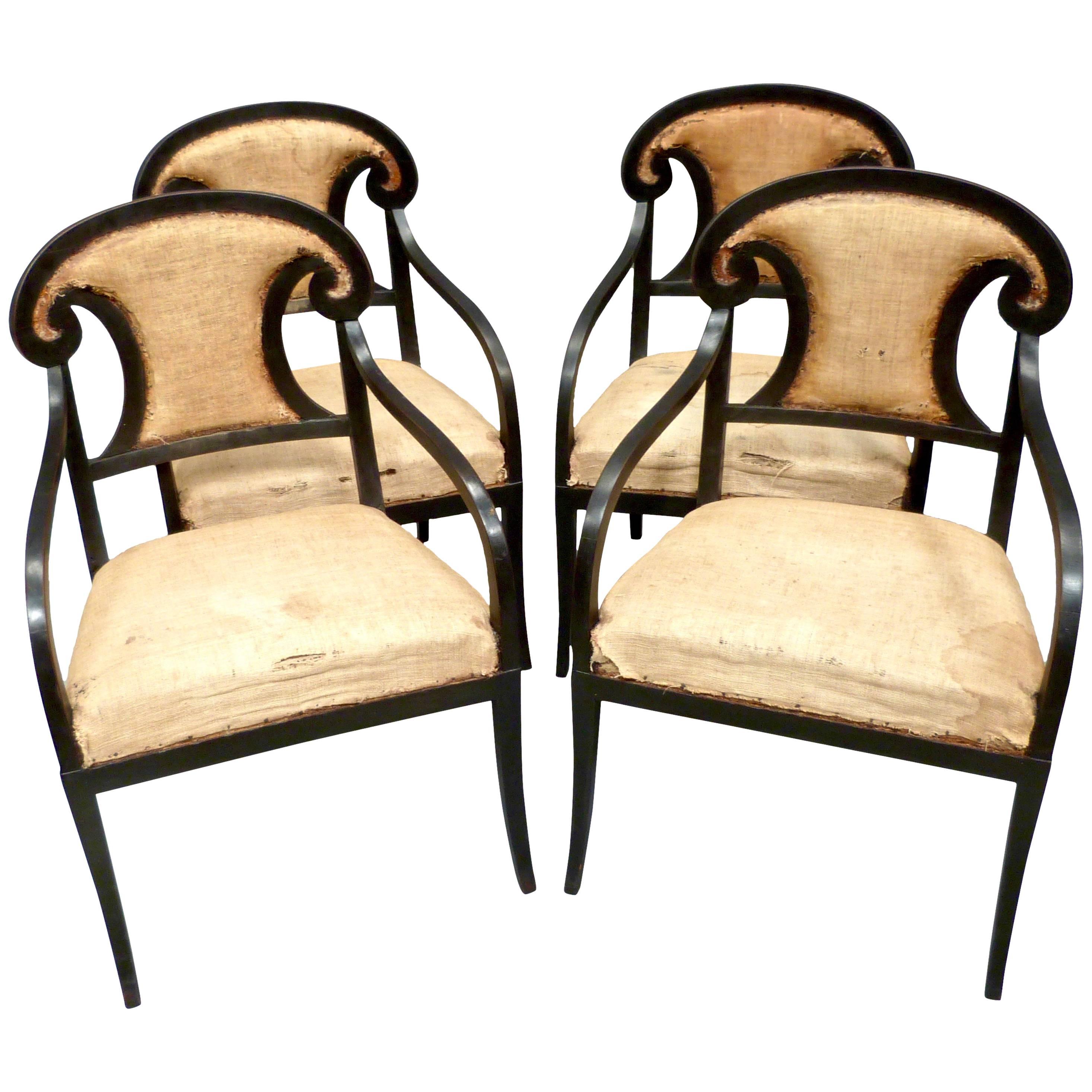 Set of Four Late 19th Century Swedish Biedermeier Chairs For Sale
