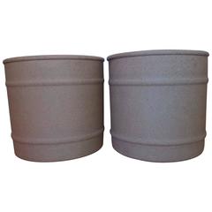 Used David Cressey Architectural Pottery Barrel Style Planters