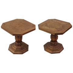 1960s Burl Wood Top Side Tables