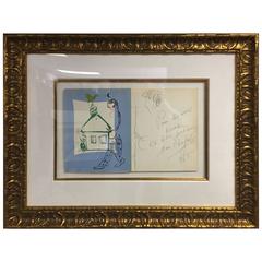 Original Marc Chagall Inscription and Artwork, 1965