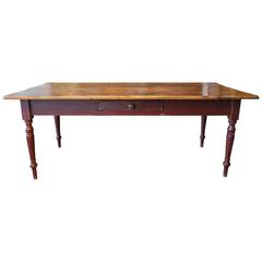Antique 19th Century Authentic Canadian Pine Farm Table