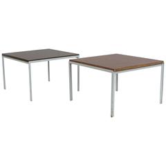 Pair of Early Florence Knoll T - Angle Steel Tables