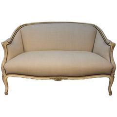 Louis XV Style French Painted Sofa or Settee in Belgian Linen