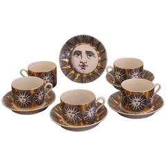 Set of Five Cups and Saucers by Fornasetti