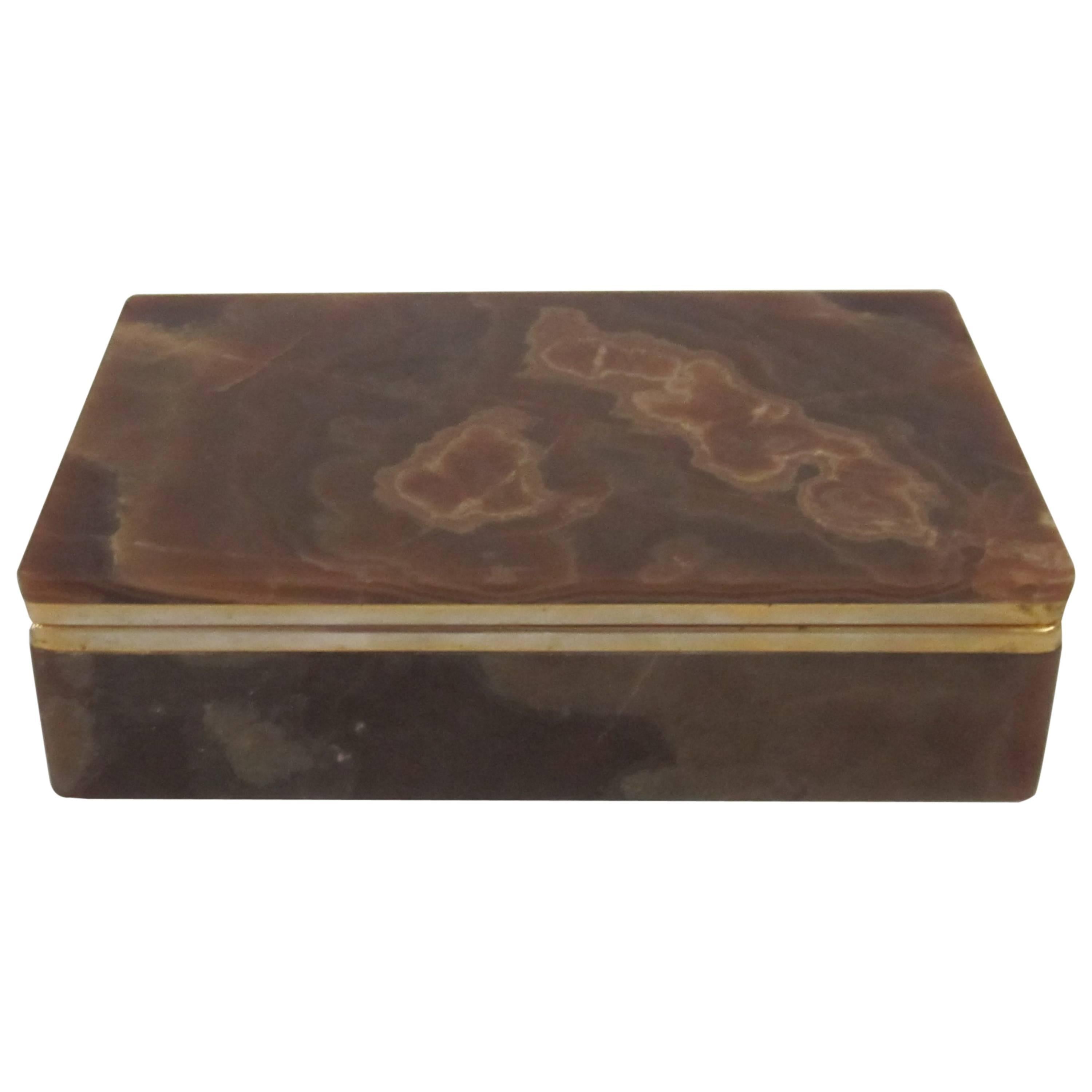 Vintage Modern Onyx Hinged Decorative Jewerly Box, Italy