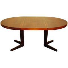 Mid-Century Modern Round Rosewood Table with Two Leaves