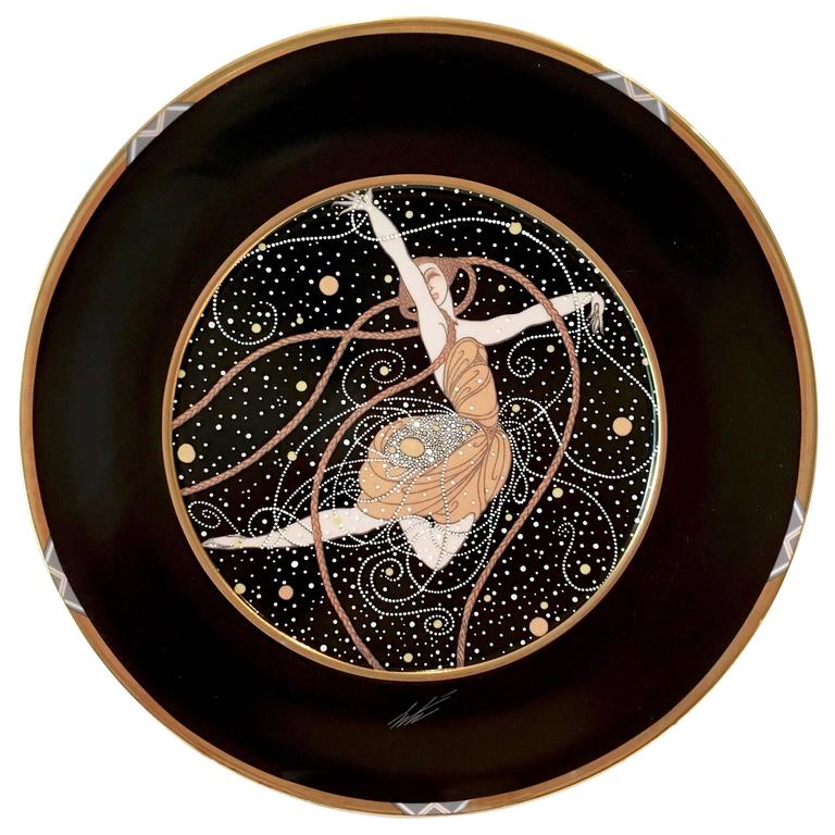 Art Deco Motif Collectors Plate "Ondee" by Erte at 1stDibs