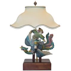 Chinese Warrior Roof Tile as a Lamp